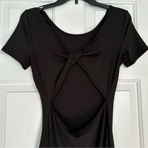 Black Cut-Out Ribbed Dress